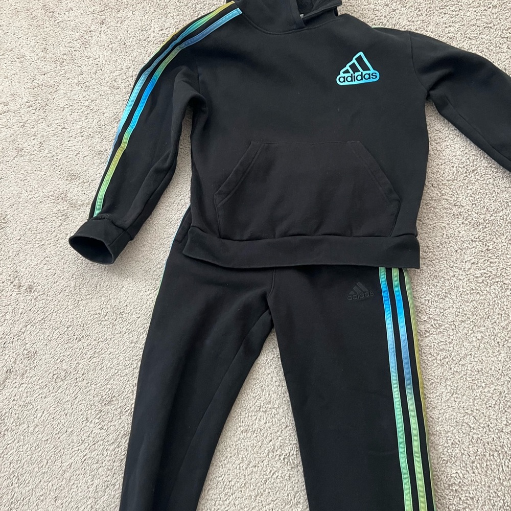 Adidas Black Tracksuit with Vibrant Stripes